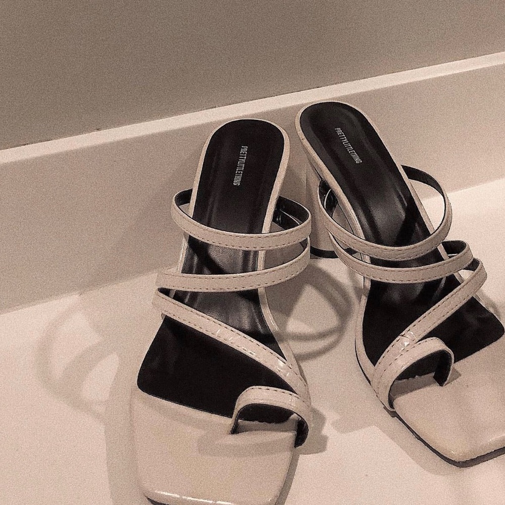 PLT White Strappy Heeled Sandals